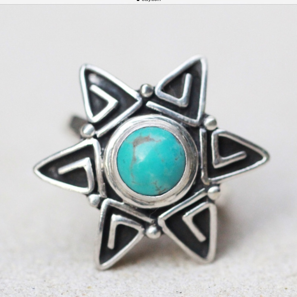 Turquoise and Sterling Silver Ring, Sz 4